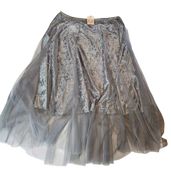 RAGA Anthropologie Velour & Tulle Pearl Midi Skirt Women's plus Size 1X NEW 3571 - Picture 1 of 11
